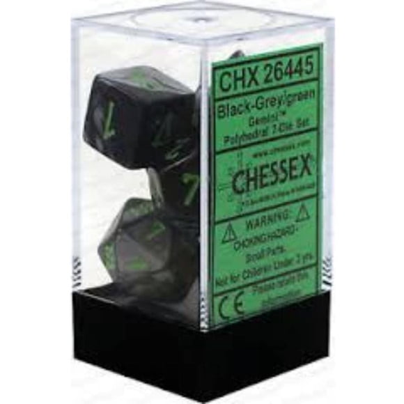 Juego de mesa Dice Set Chessex Gemini, negro/gris/verde