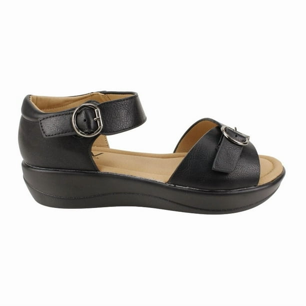 Sandalia New Walk Doble Broche Negra