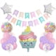 thumbnail image 1 of Set, Cartoon Ice Cream Aluminum Film Balloon Flag Pulling Set Cake, Birthday Decoration, Party Decoration Supplies, Aluminum Film Balloon, Birthday Photo Prop, Birthday Party Anniversary Party Scene D, 1 of 3