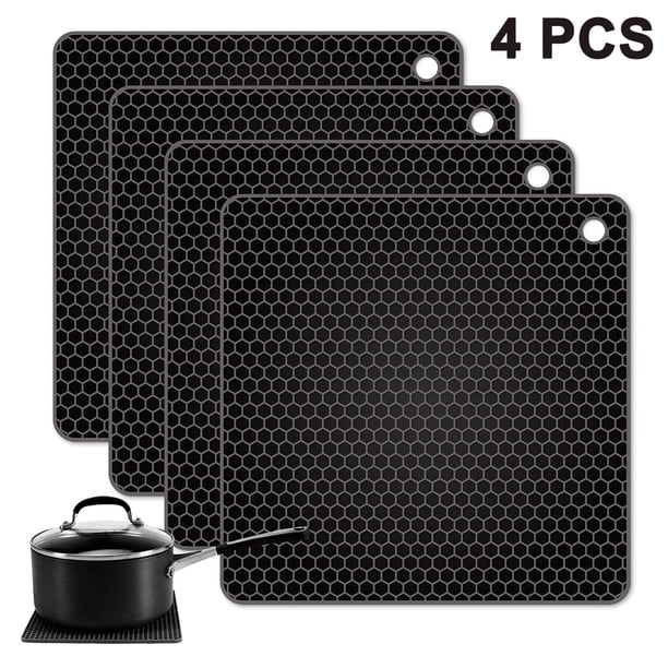 Mantel individual cuadrado de silicona de grado alimenticio de 4 piezas, tapete de panal, tapete de mesa impermeable y aislante del calor, tapete de protección contra altas temperaturas y calor