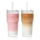 thumbnail image 1 of Set de vasos de vidrio Soultimes Ribbed & Floral, 590 ml (20 oz) x2, 1 of 9