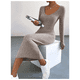 thumbnail image 3 of Vestido Ajustado Largo Tejido Canale Cuello En V, 3 of 6
