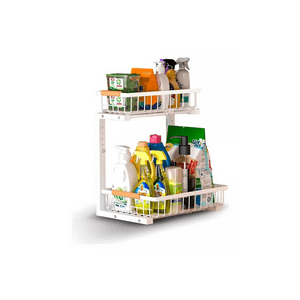 Genérico - Organizador Estante Multiuso Bajo Lavaplatos Cocina Baño Blanco