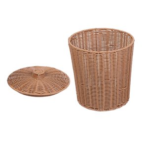 Magideal - Cesta De Almacenamiento Tejida, Organizador De Artículos Diversos De Escritorio Con Tapa, Cesta De Basura De Mimbre Para Decoración Del Hogar, Sala De 20X25Cm