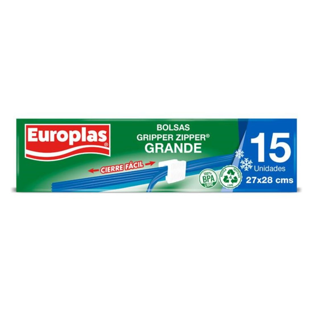 Europlas - Bolsa Cierre Facil Zipper Cierre Deslizable 27x28cms 15un.