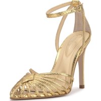 Zapato De Tacón Jessica Simpson Paveri Con Tiras Enjaulado Dorado 6