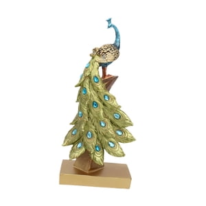 Bothyi - Figura Decorativa De Resina De Pavo Real, Para Estantería De Pasillo Interior, Altura 34,5 Cm.