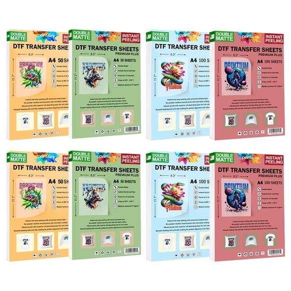 Lámina DTF Printium A4 (21x29,7 cm) Pack de 8 Mate