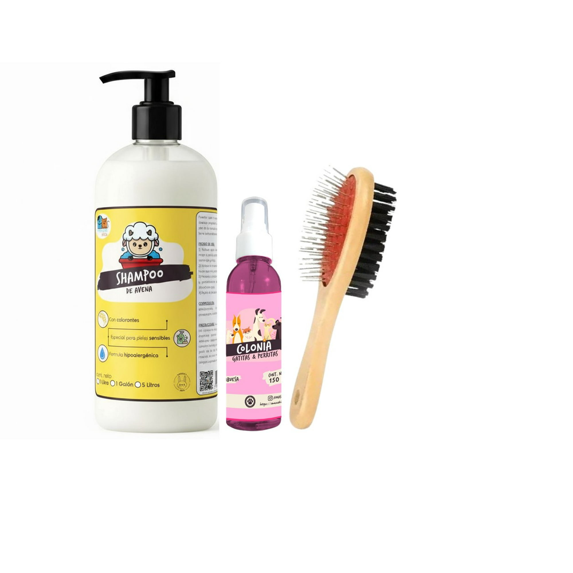 Mascokits - Kit Perros Shampoo Avena 1lt + Colonia Frambue 150ml + Peine