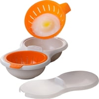 Xusx111 - Cocina De Huevos Microondas 2 Huevos De Cavidad Cazador Furtivo Vaporizador De Cocina Microondas De Doble Capa De Huevos Hervidos Para Huevos Hamburgo (Rojo Naranja)
