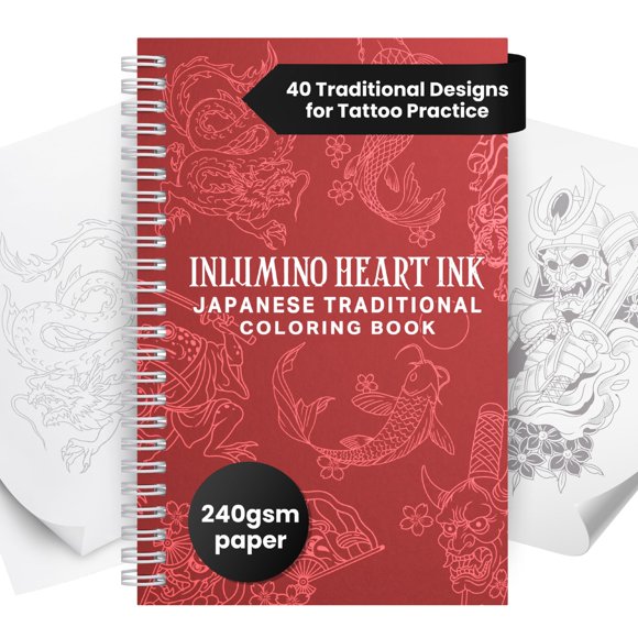 Libro de colorear Inlumino Heart Ink: Tatuajes tradicionales japoneses
