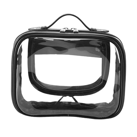 Magideal - Bolsa De Maquillaje Transparente, Bolsa De Artículos De Tocador De Viaje Para Actividades Al Aire Libre, Equipaje De Mano Para Acampar Negro