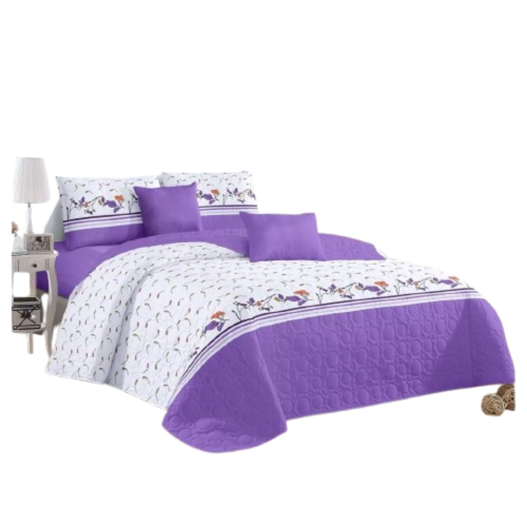 Genérico - Cubrecama Quilt Verano Super King 270 X 290 Cm - Blanco Lila Flores Kfl687