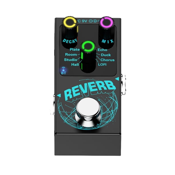Pedal de efecto de reverberación de guitarra Pedal de reverberación 9 tipos de reverberación Reverberación digital única para guitarra eléctrica Bajo