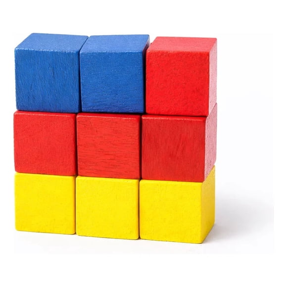 Pack 9 Cubos de Madera de Colores 2 x 2 x 2 cm para Manualidades