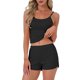 thumbnail image 1 of INSPIRE CHIC Conjunto de Pijama para Mujer de Punto Acanalado Cami Sin Mangas con Cuello Cuadrado y Pantalones Cortos con Abertura Ropa de Dormir Conjuntos de Salón XL Negro, 1 of 6