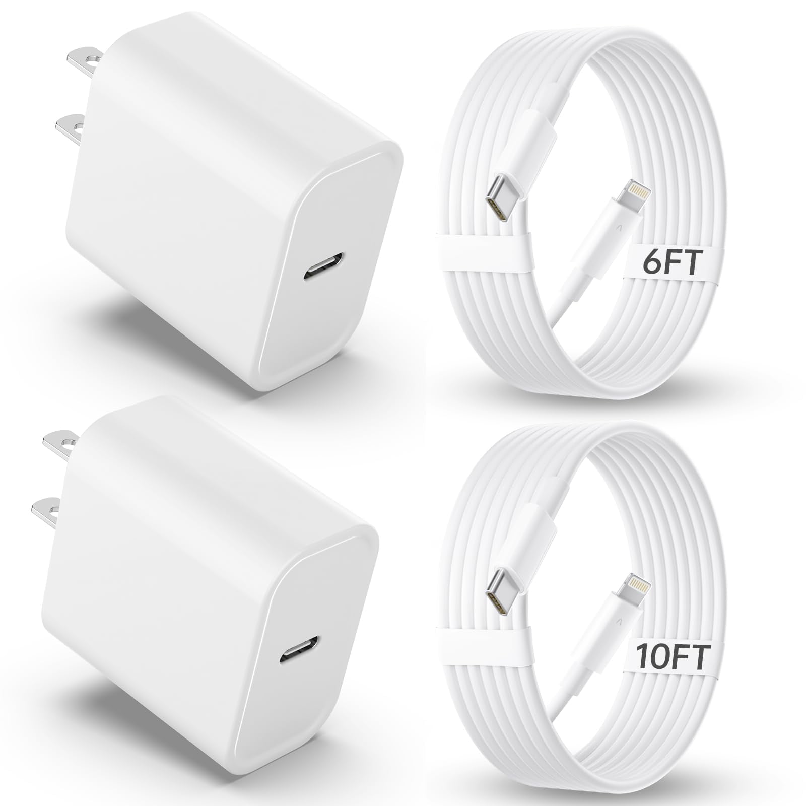 Cargador Abcsquad Para Iphone, Carga Rápida, 20 W, Pd, Paquete De 2 Con Cable