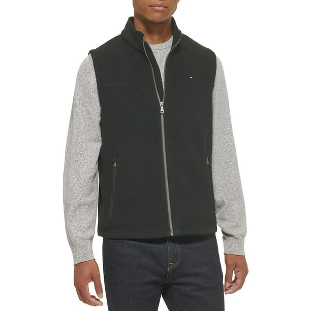 Chaleco Tommy Hilfiger de forro polar para hombre, color negro, talla L