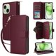 thumbnail image 1 of Funda Cartera con Cremallera y Correa para iPhone 14 Plus Soporte y Tarjetero Rojo, 1 of 6