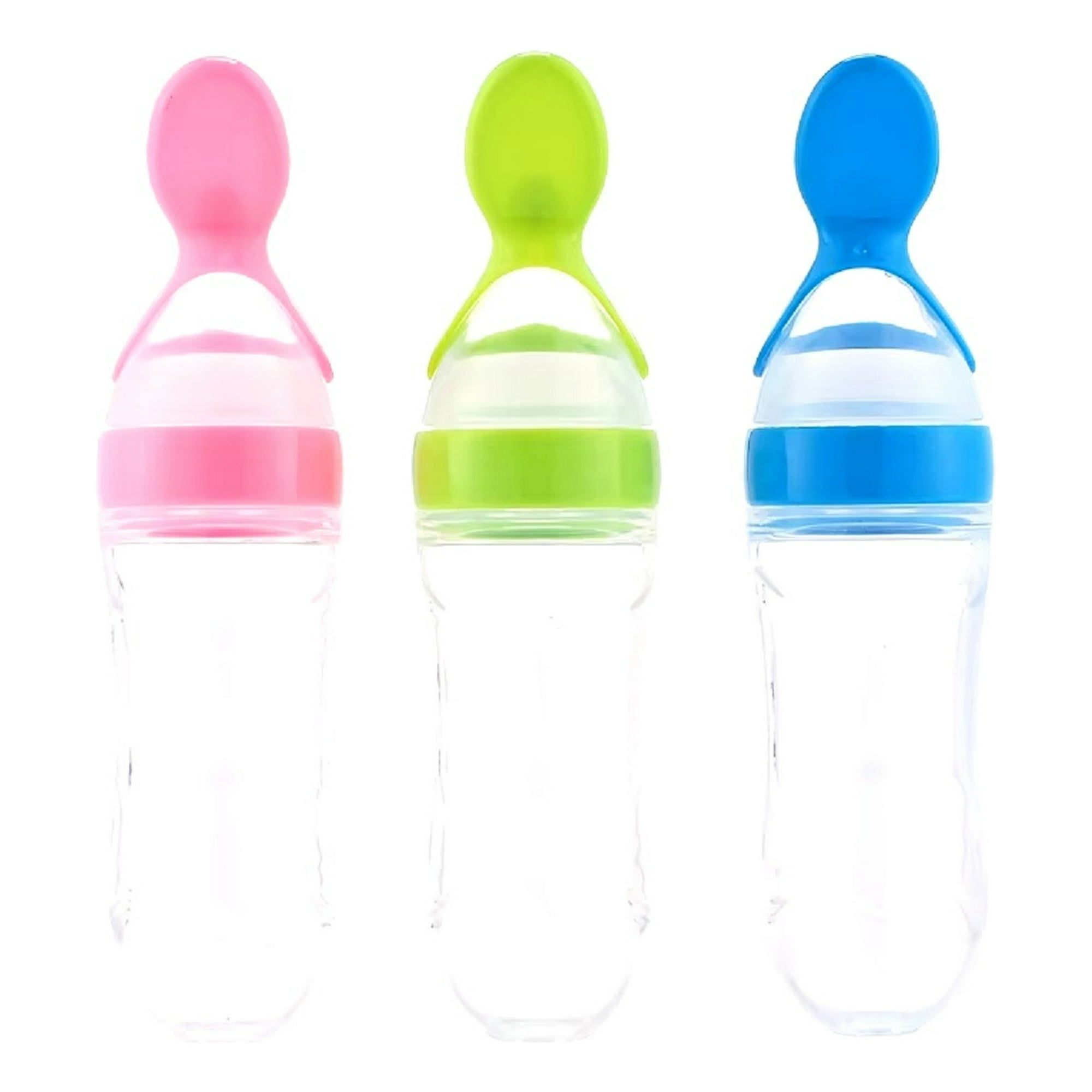 Genérico - Set 4 Mamadera Silicona Cuchara Alimentacion Bebe Lau