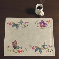 Top Lucky - Set 6 Individuales De Lino 35X45 Repelente A Liquido-Antimancha Md18