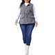 thumbnail image 3 of Agnes Orinda Chaquetas de Chaleco sin Mangas con Capucha para Mujer de Talla Grande con Cremallera, Botón y Cintura con Cordón 3X Gris Azul, 3 of 7