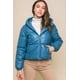 thumbnail image 2 of Chaqueta Puff Con Capucha Y Cierre De Cuero Sintético Pu Ccwholesalesclothings Azure, 2 of 5