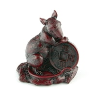 Feng Shui Import - Estatua De Rata Del Zodíaco Chino Feng Shui, Color Secoya, 10 Cm