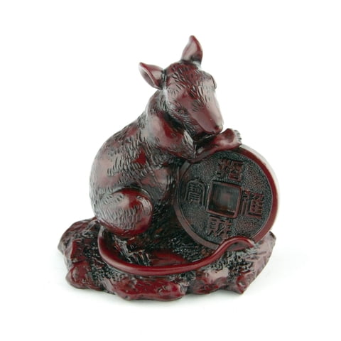 Feng Shui Import - Estatua De Rata Del Zodíaco Chino Feng Shui, Color Secoya, 10 Cm