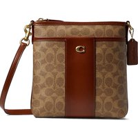 Coach Womens Colorblock Coated Canvas Signature Kitt Tan Rust
