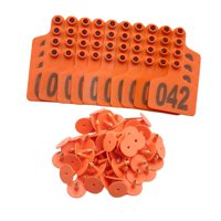 Magideal - 100 Piezas Para Marcas De Animales De Granja, Cabras, Identificación De Animales Con El Número 001-100, Letreros, Letreros Para Animales Para El Zooló Naranja