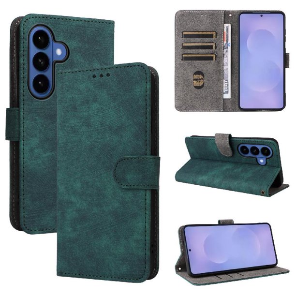 Funda Billetera para Samsung Galaxy S26 con Soporte - Cartera de Cuero con Ranuras Verde