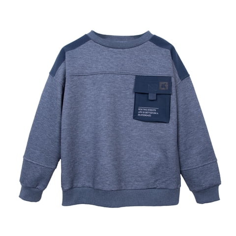 Pillin - Polerón Niño Cuello Redondo Con Bolsillo Delantero Azul