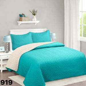 Genérico - Cubrecama Quilt Sherpa 2 Plazas - Turquesa M919