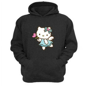 Genérico - Polerón Canguro Gatita Kitty Gris Oscuro Talla Xs Unisex