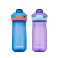 Botella De Agua Contigo Jessie Kids, 400 Ml, Paquete De 2 Unidades, Azul/Coral Y Amatista/Jade