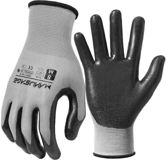 Guantes de trabajo de seguridad MANUSAGE ultrafinos grises talla M, 12 pares