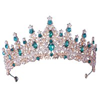Magideal - Coronas De Boda De Diamantes De Imitación, Corona De Princesa, Accesorios Para El Cabello, Diadema Para La Cabeza, Corona Nupcial, Tiara De Cumpleaños Verde