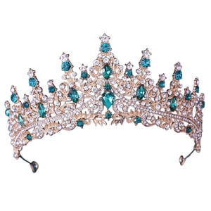 Magideal - Coronas De Boda De Diamantes De Imitación, Corona De Princesa, Accesorios Para El Cabello, Diadema Para La Cabeza, Corona Nupcial, Tiara De Cumpleaños Verde
