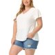 thumbnail image 4 of Agnes Orinda Blusa de Manga Acampanada para Mujer de Talla Grande Cuello en V Primavera Verano Camiseta Hueca 3X Blanca, 4 of 5