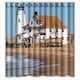 thumbnail image 1 of Cortina de ducha de faro e isla, juego de cortinas de baño con ganchos, tamaño 66 x 72 pulgadas, 1 of 3
