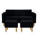 thumbnail image 1 of Sofa New Retro 3c + 2 Pouf Felpa 04 Negro, 1 of 6