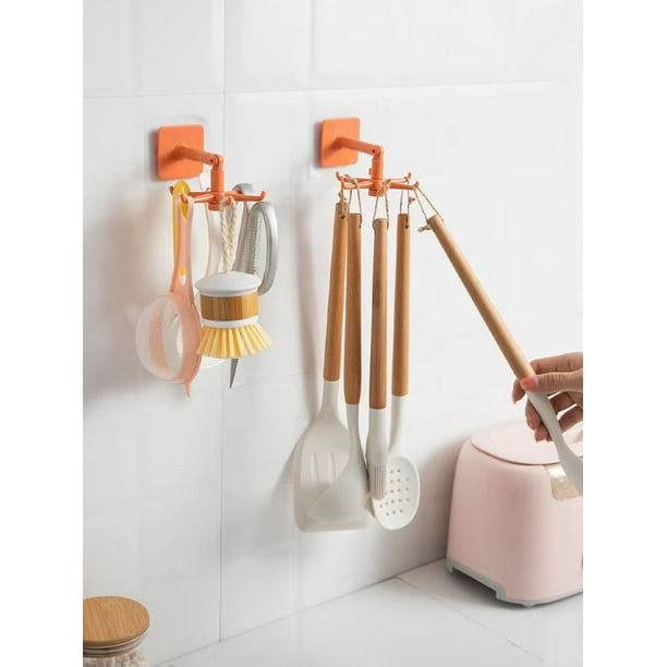 1pc Rotatable ABS Hanging Storage Rack, Classic Black Kitchen Hanging Storage Rack For Home
