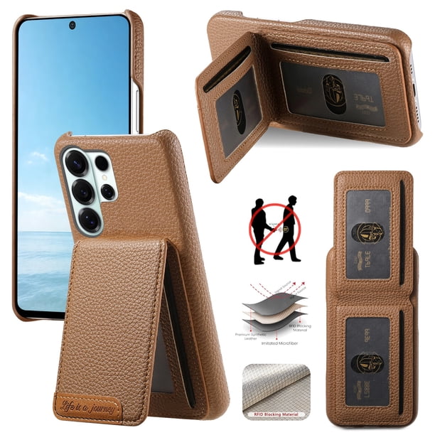 Funda FOXDOCK para Samsung Galaxy S26 Ultra Resistente al agua, Antihuella, Soporte ajustable y RFID-marrón
