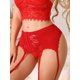 thumbnail image 4 of INSPIRE CHIC Conjunto de Lencería para Mujer con Liguero-2 Piezas Detalle de Encaje Elástico Ajustable en la Cintura y Tanga XX-Grande Rojo, 4 of 5