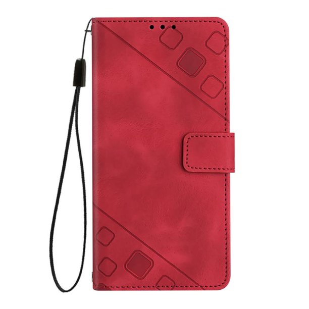 Funda Cartera para Motorola MOTO G35 con Soporte y Ranuras, Resistente a Golpes y Rayones Rojo