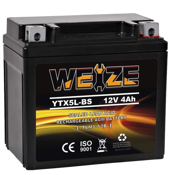 Batería para moto WEIZE YTX5L-BS 12 V 4AH AGM sellada