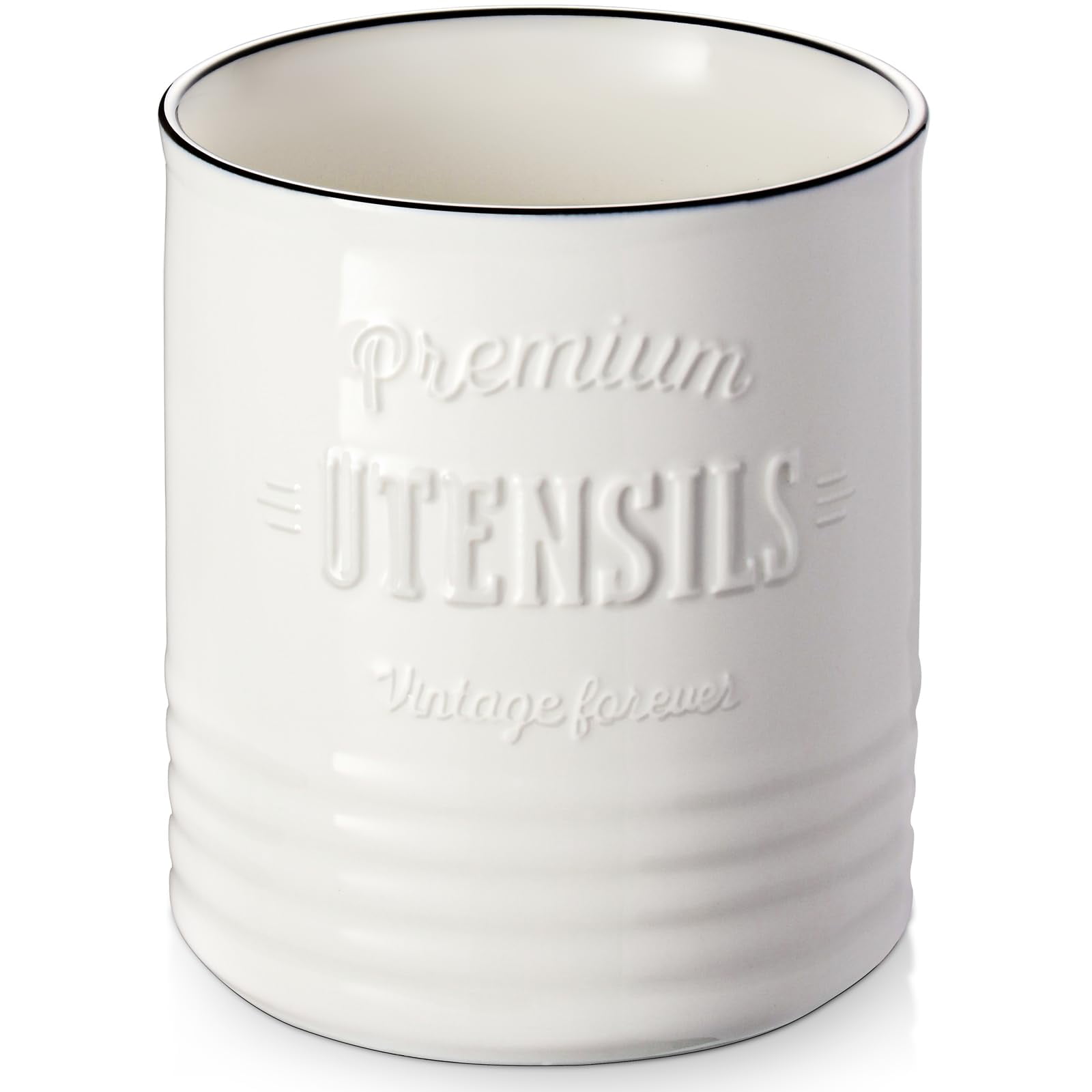 Soporte Para Utensilios De Cocina Dowan, Extra Grande, 18,3 Cm, Cerámica, Color Blanco