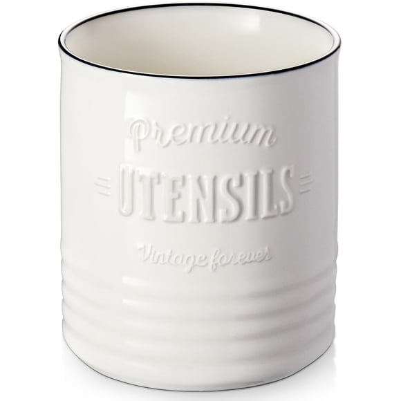 Soporte para utensilios de cocina DOWAN, extra grande, 18,3 cm, cerámica, color blanco