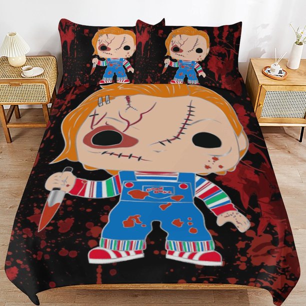 Chucky Horror Movie Duvet Cover Set 3 Piece Bedding Set Double Sided Printing Decorative Comforter Cover Set